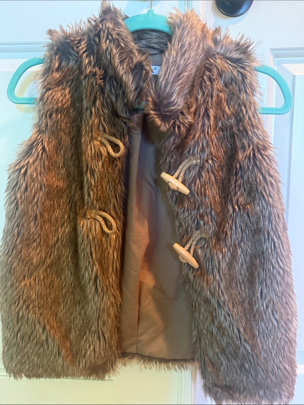 Faux Fur Brown Toggle Vest - Women Jackets & Coats